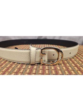 Gucci White Leather Belt With Gold Double G Buckle 90/36 Made In Italy